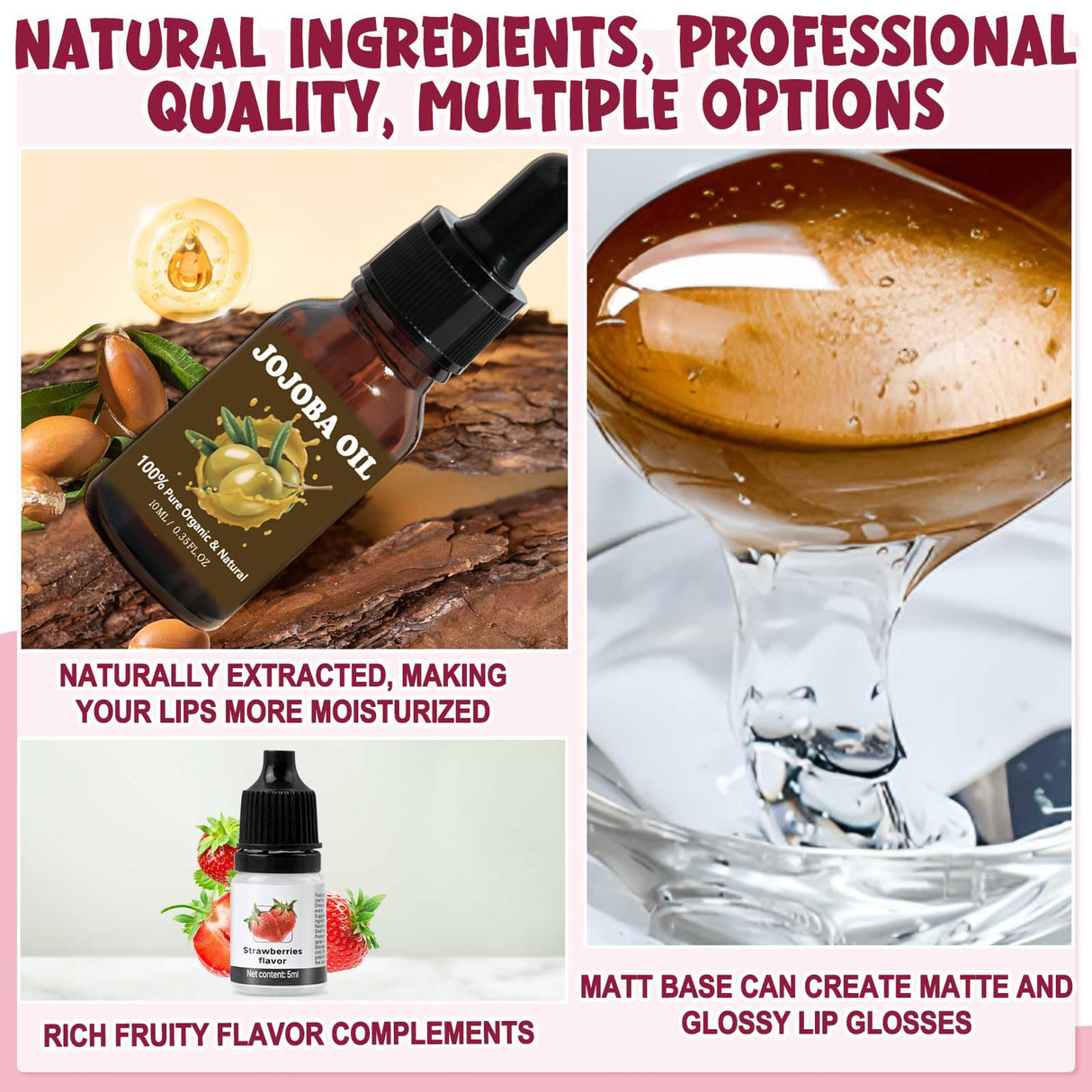 JCOOS Diy Lip Gloss Kit, Lip Gloss Making Kit, LipGloss Making Kit Make Your Own Lip Gloss Making Supplies, Shimmery LipGloss Base, Empty Tubes, Jojoba Oil, Women Teen Girl Gifts Trendy Stuff Jcoos