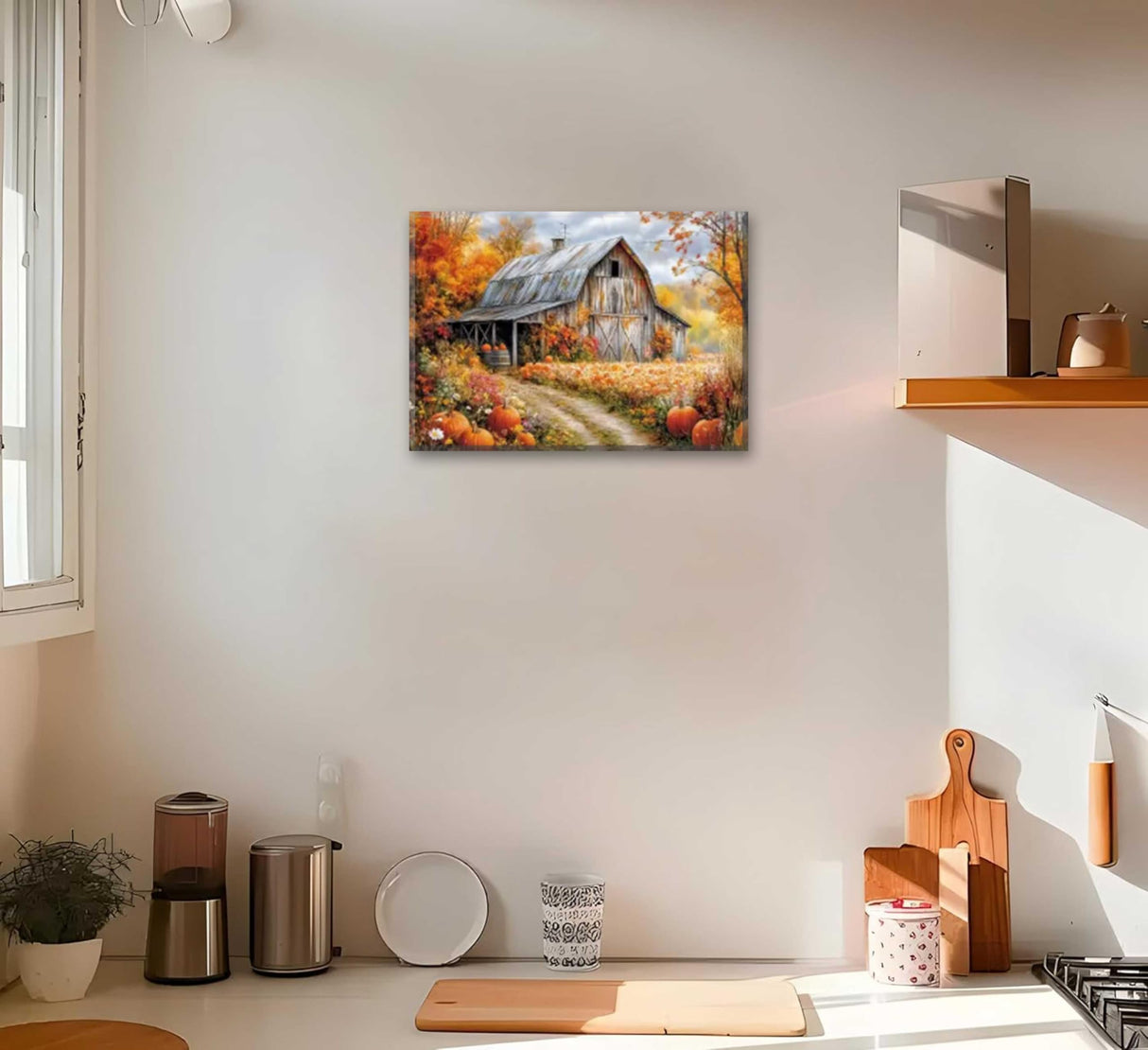 Autumn Barn Paint by Number Kit with Frame, 12x16inch Rustic Fall Harvest Scene DIY Painting for Adults and Kids, Art Craft Supplies Generic