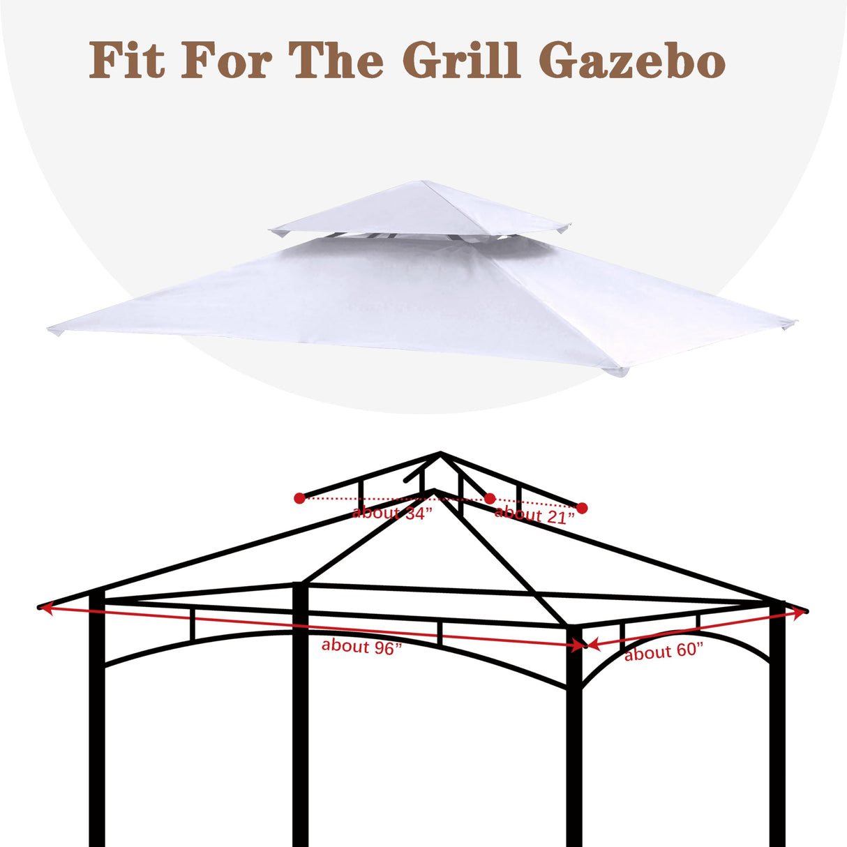 SCOCANOPY Heavy Duty Grill Replacement Canopy BBQ Gazebo Top Fit for Aldi Gardenline Belavi Shoprite Grill Gazebo,for Model Number: 43472,812576,822694,31937-17,21581,White SCOCANOPY