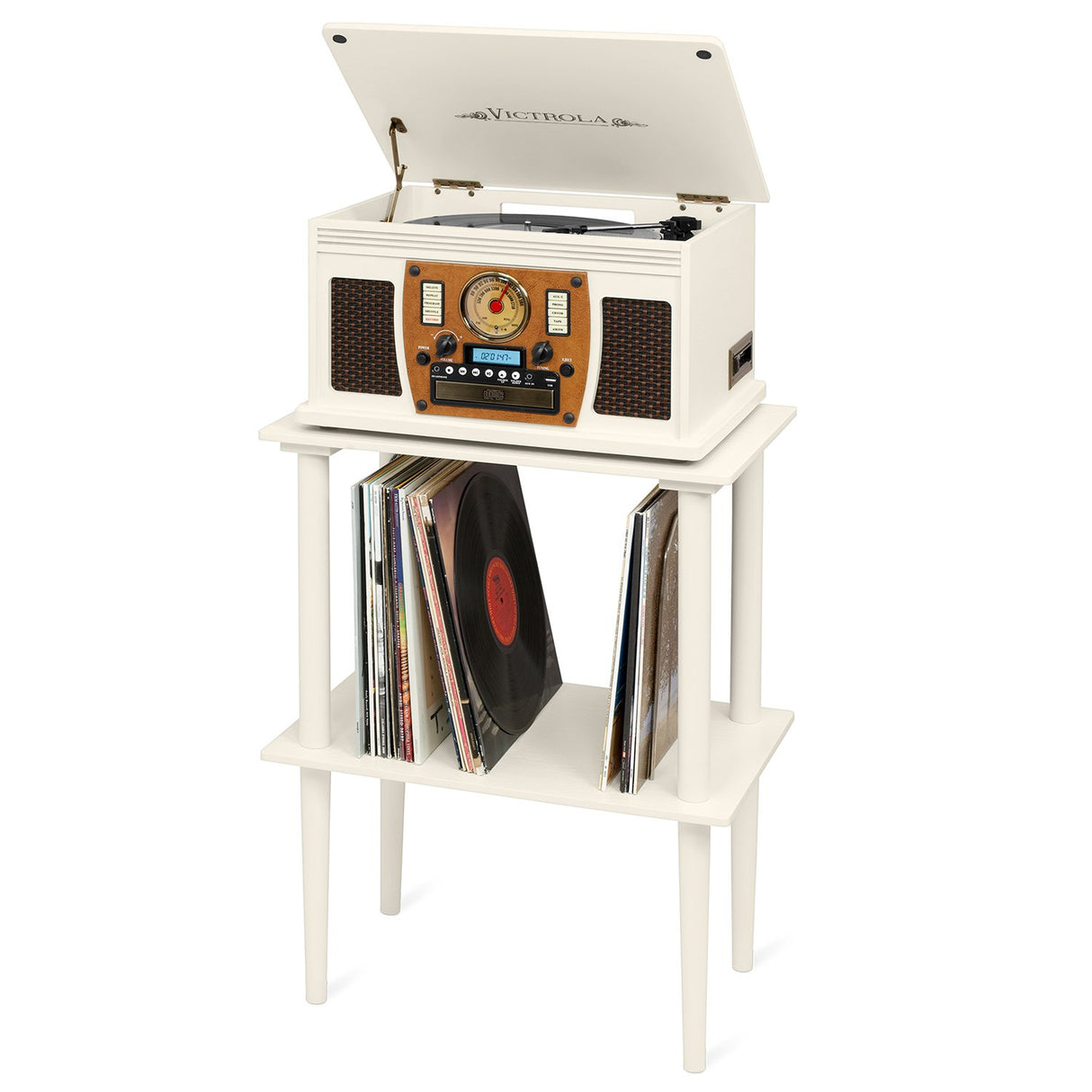 Victrola Innovative Technology Record Stand Turntable White (VA-30-WHT) Victrola