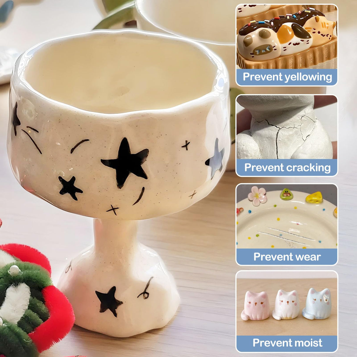 1DFAUL 100ml Air Dry Clay Glaze Varnish & Sealant, Prevents Crazing Yellowing, Scratch Resistant Wear, Waterproof, Hight Gloss Finish 1DFAUL