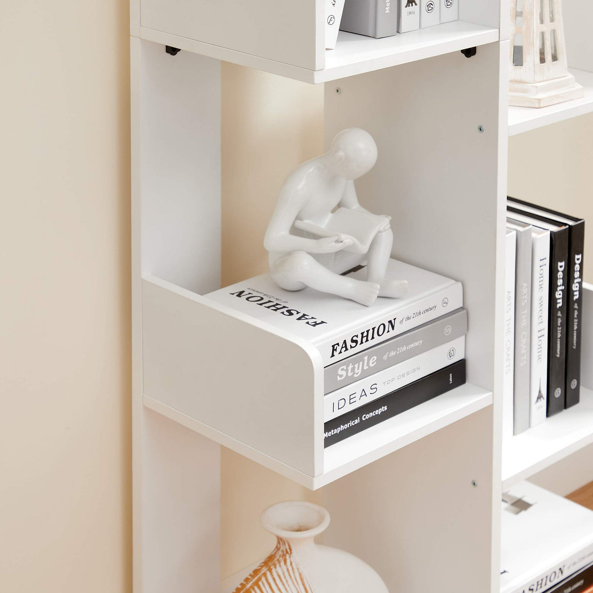 VASAGLE Bookcase, Tree-Shaped Bookshelf with 8 Storage Shelves, Rounded Corners, White 9.8D x 19.7W x 55.1H in, Engineered Wood VASAGLE