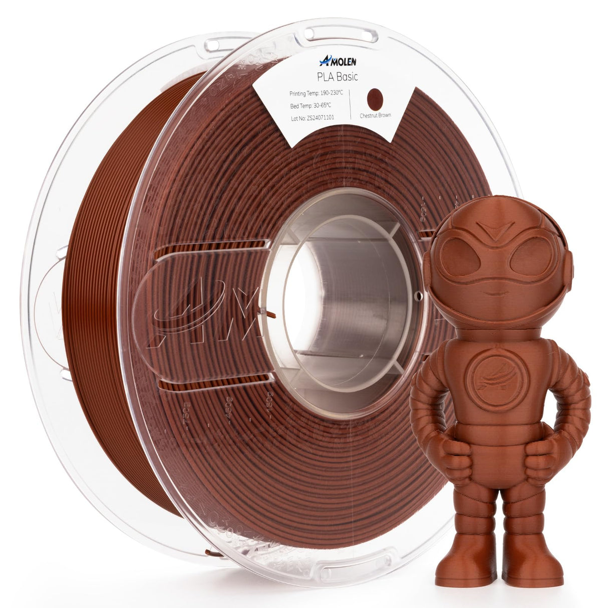 AMOLEN 3D Printer Filament PLA, 1.75mm PLA Filament Chestnut Brown PLA, 1KG/2.2lb, Dimensional Accuracy +/- 0.02 mm, Smooth & Non-Tangle, Fits for Most FDM 3D Printer, Supporting Up to 500mm/s AMOLEN
