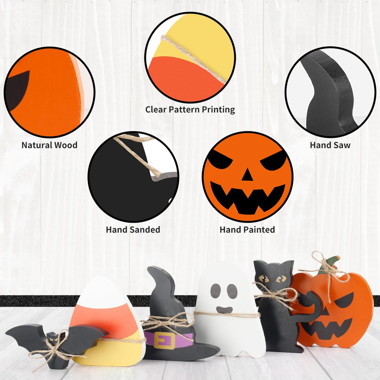 6PCS Halloween Wood Signs, Halloween Tiered Tray Decor, Halloween Decor, Halloween Git For Her, Halloween Day Shelf Personalized Decor, Mantle Decor, Farmhouse Tiered Tray Decor Aiolpy