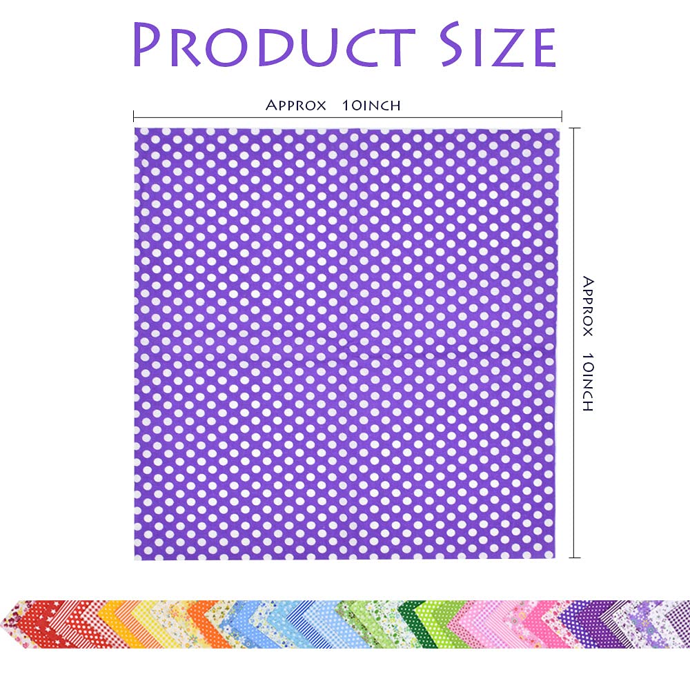 42Pcs 10"x10" Quilting Cotton Fabric Squares Sheets Pre-Cut Multi-Color Design Printed Floral Craft Fabric for DIY Sewing Scrapbooking Quilting Craft Patchwork (Red/Pink/Yellow/Green/Blue/Purple) HDST-HOME