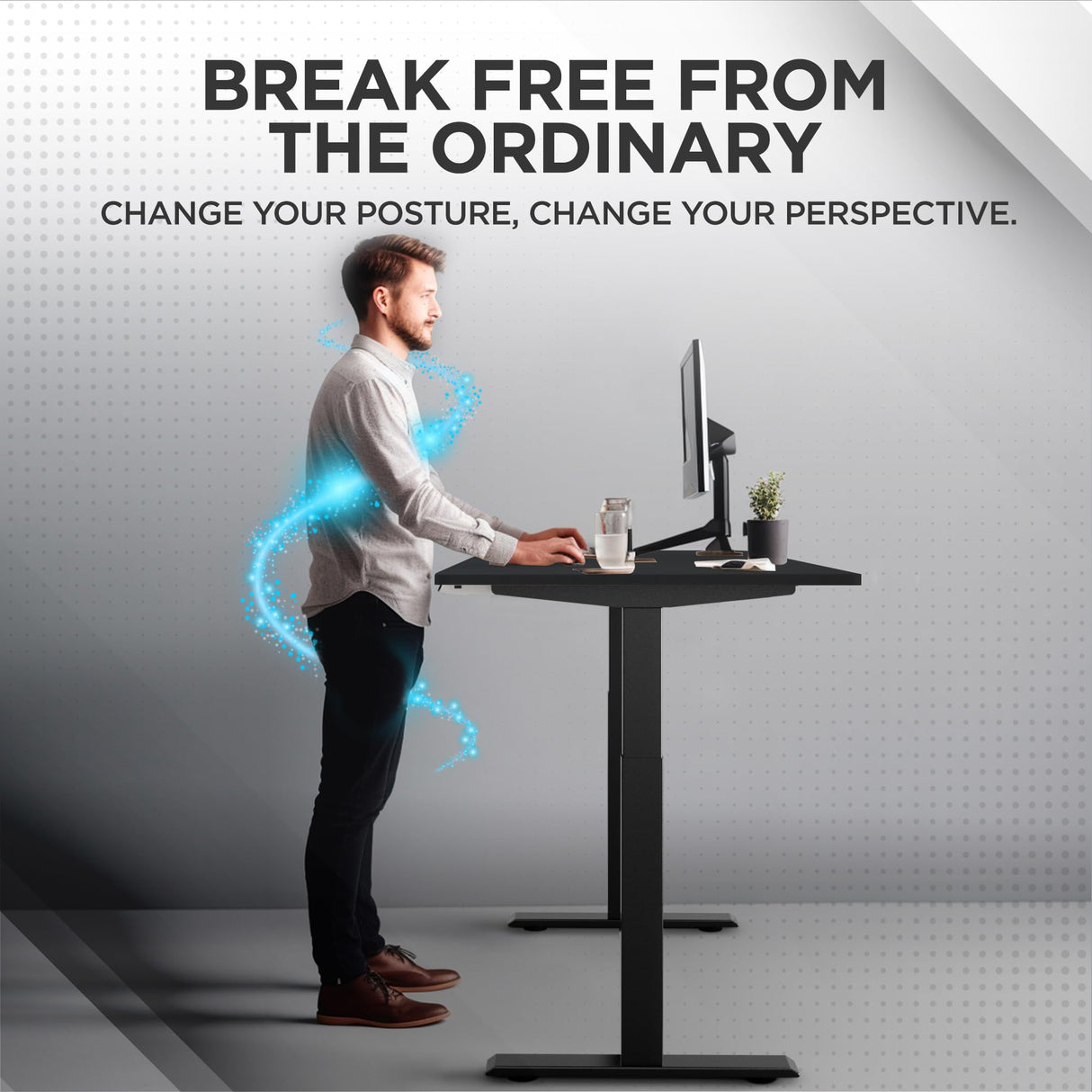 Rise UP Dual Motor Electric Standing Desk 60x30 Black Desktop Premium Ergonomic Adjustable Height sit Stand up Home Office Computer Desk Table Uncaged Ergonomics