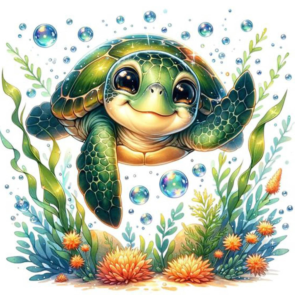 HOIYLDS Cute Turtle Diamond Painting Kits for Adults - Diamond Art Kits for Adults Beginner, DIY Full Drill Diamond Dots Paintings with Diamonds 5D Gem Art and Crafts Home Wall Decor 14x14inch HOIYLDS