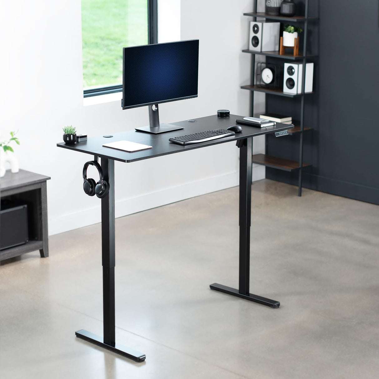 VIVO Electric 55 x 24 inch Stand Up Desk, Complete Height Adjustable Standing Home & Office Workstation with Memory Controller, Black Top, Black Frame, DESK-E155TB VIVO