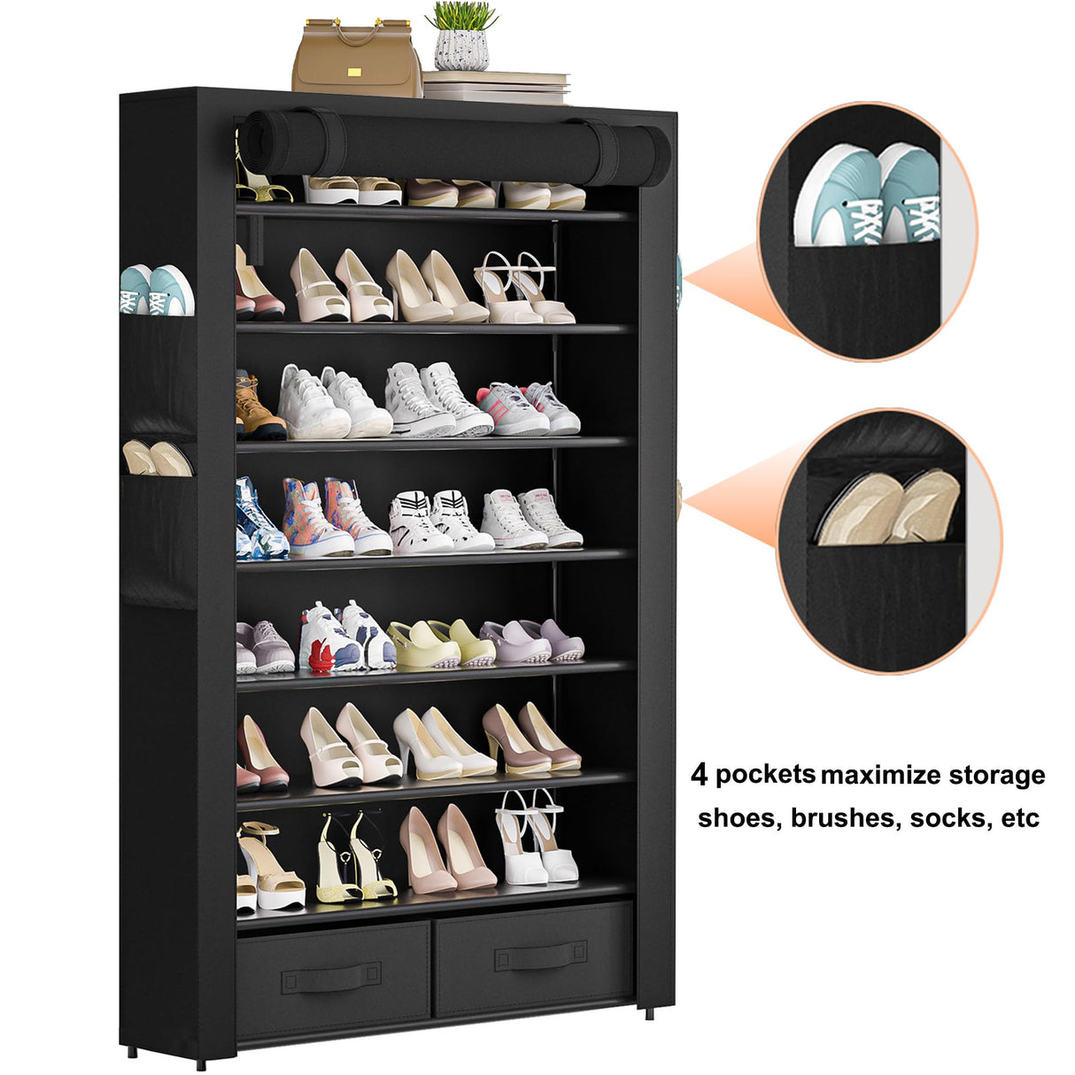 OYREL Tall Shoe Rack Dustproof Cabinet Large Capacity 8 Tier Shoe Organizer,32-40 Pairs of Shoes OYREL