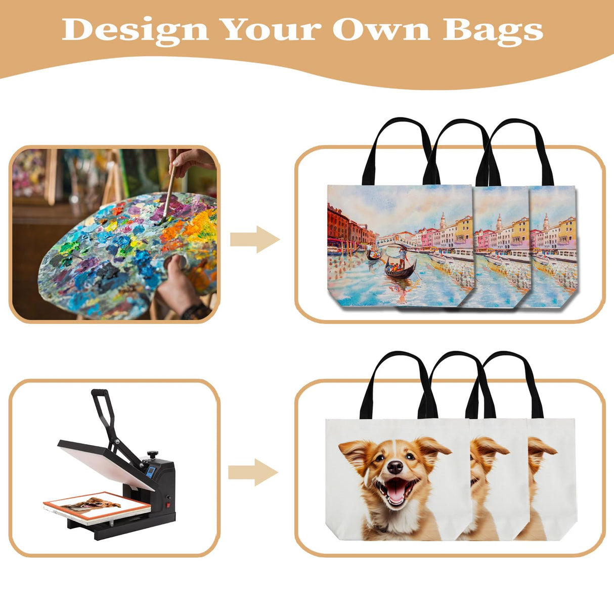 Towsnails 24 Pcs Sublimation Tote Bags Blanks Canvas Polyester Tote Bag for Sublimation Printing - DIY Crafting, Gift, Decorating, and Personalizing Grocery Bags, White Towsnails