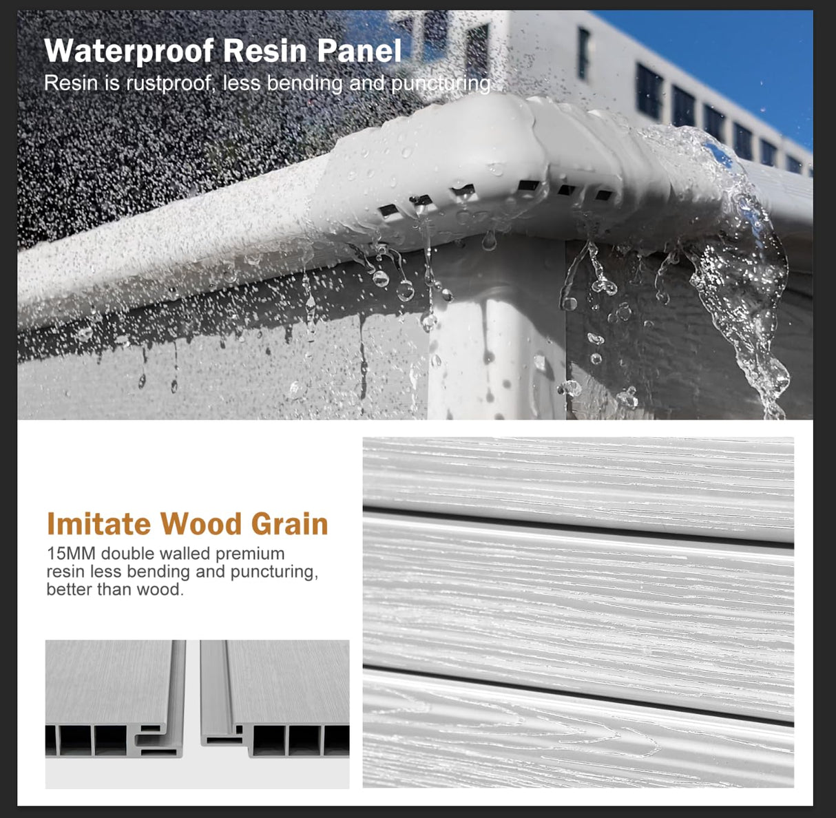 Outdoor Resin Storage Shed 8x6x7 FT Sheds Kit with Floor Included 2 Windows Double Lockable Door,Waterproof Outside Plastic Sheds for Backyard Garden Patio Lawn Tools WELYAS