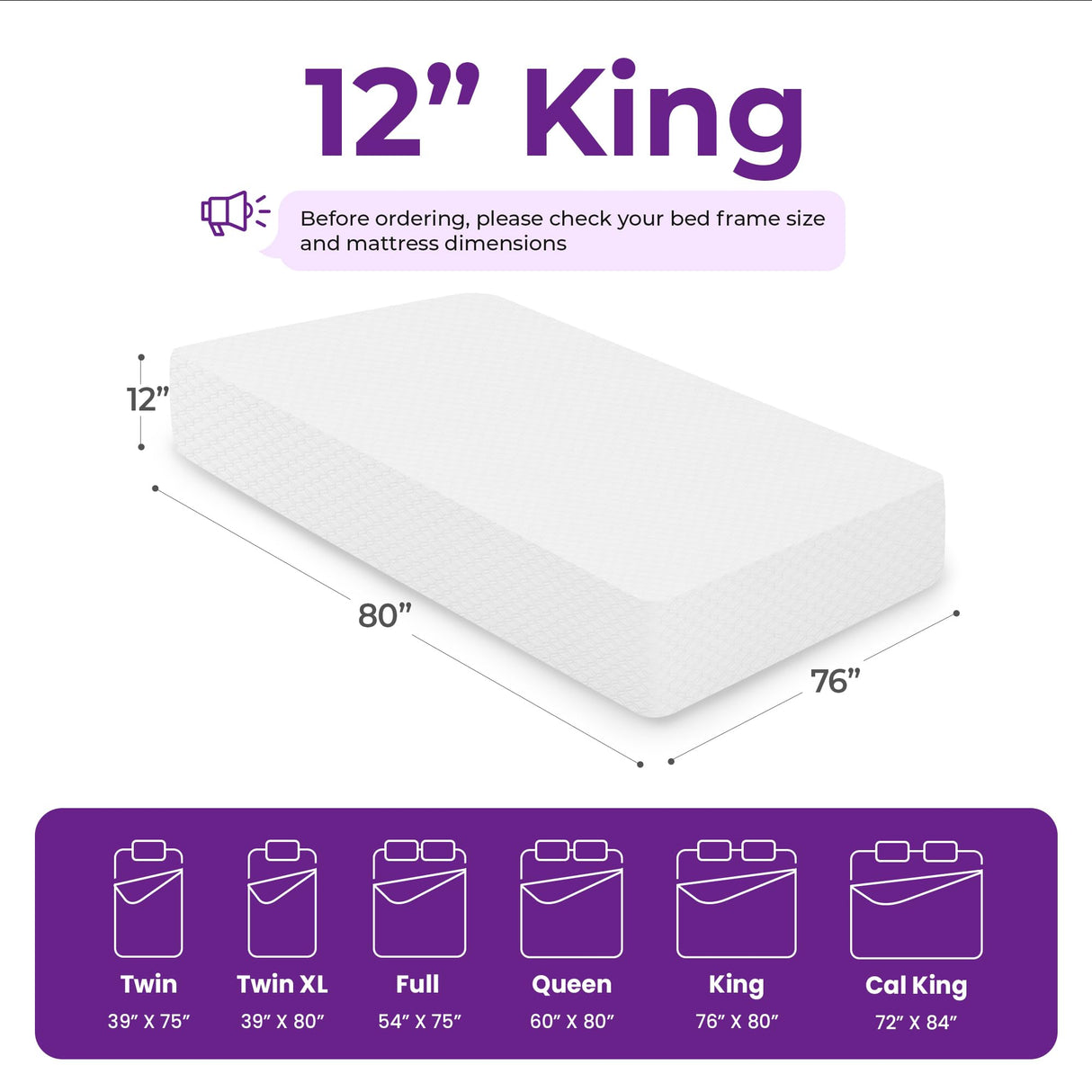 GAESTE 12 Inch King Cooling Gel Memory Foam Mattress Medium Firm for Cool Sleep Pressure Relieving CertiPUR-US Certified Foam, Convenient Mattress in a Box Fiberglass Free (King, 12 in) GAESTE