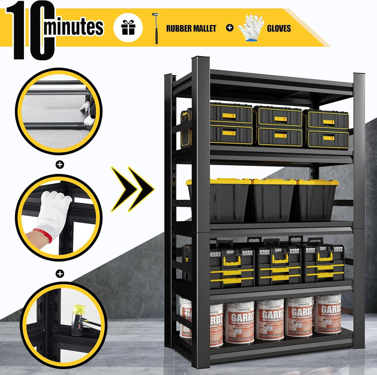 Bezuny 72" H Garage Shelving,2500LBS Heavy Duty Shelving for Storage Commercial,5 Tier Storage Shelves with Adjustable Shelf,Metal Shelves for Industrial,Warehouse,Basement (36" W*16" D*72" H) Bezuny