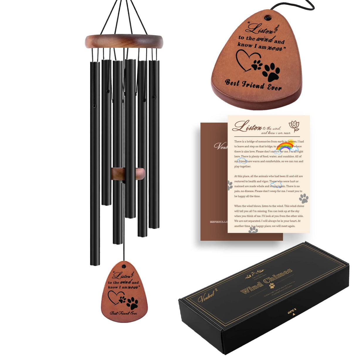 VENBEEL Dog Memorial Gifts, 28" Pet Memorial Wind Chimes, Loss of Dog Sympathy Gift, Pet Loss Passing Away Remembrance Bereavement Gift VENBEEL