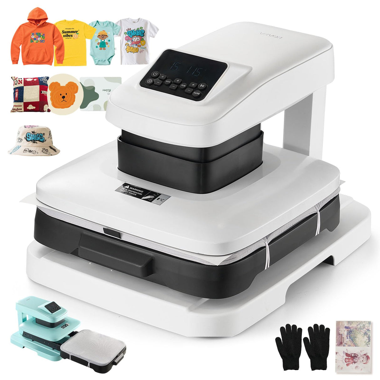 VEVOR Auto Heat Press Machine, 15 x 15 inch, T-Shirt Press Machine with Auto Release and Adjustable Pressure, Digital Display, Rapid Heating, for Sublimation, Vinyl, Heat Transfer Projects, White VEVOR