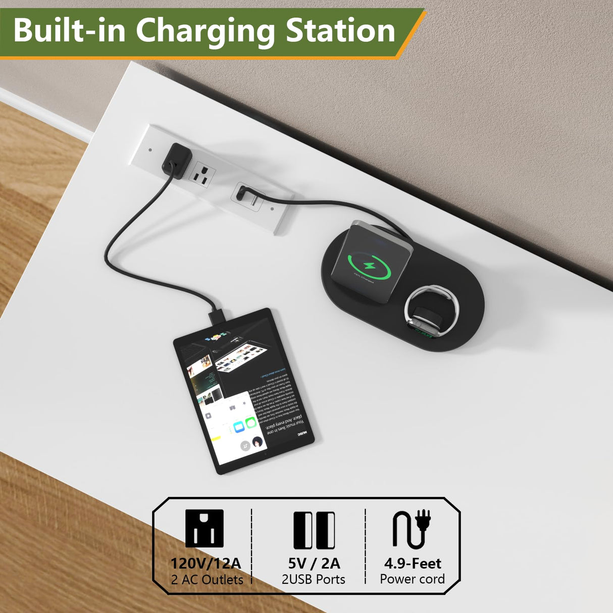 Loomie 6 Drawers Dresser with 6 Open Storage Cubbies, LED Dressers & Chests of Drawers with Power Outlet, 55" Wide Long Dresser for Bedroom, TV Stand with Open Shelf for Living Room (White) Loomie