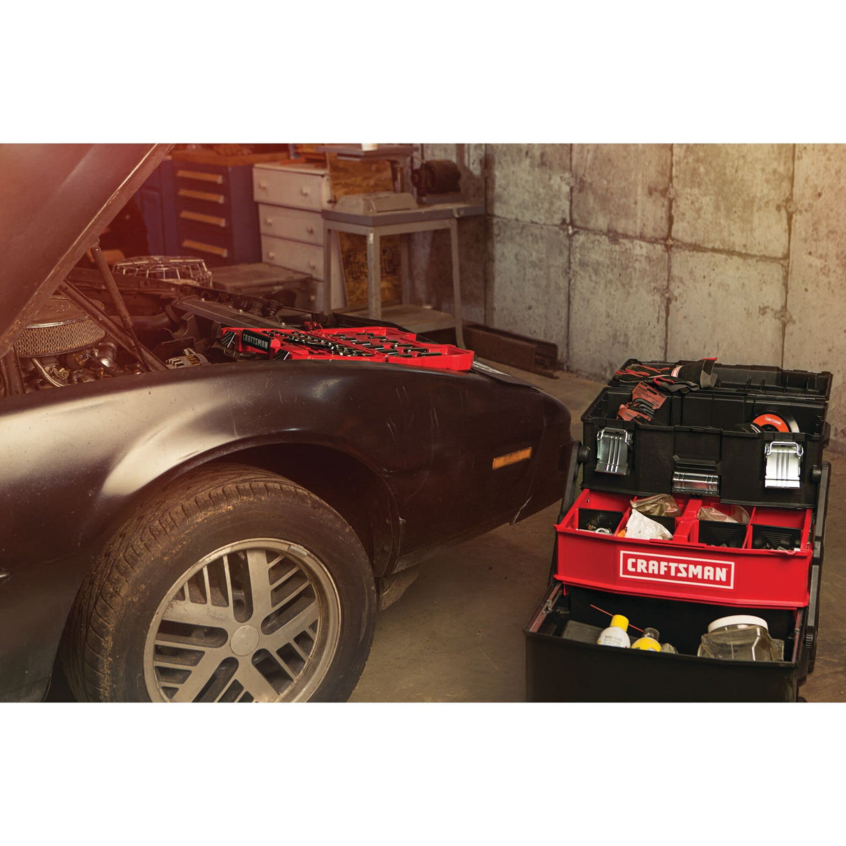 CRAFTSMAN 22-in. Rolling Tool Box with Wheels, Black, Plastic, Lockable (CMST20880) CRAFTSMAN