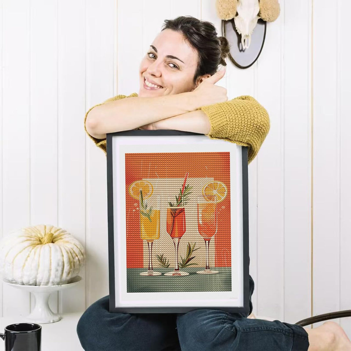 HMDIIMGE Cocktails Brunch Food Diamond Painting Art Kit for Adults Fruit Boho Food DIY Diamond Art Painting for Beginners Full Drill Round Gem Art Painting for Crafts Home Wall Decor 12x16 Inch HMDIIMGE