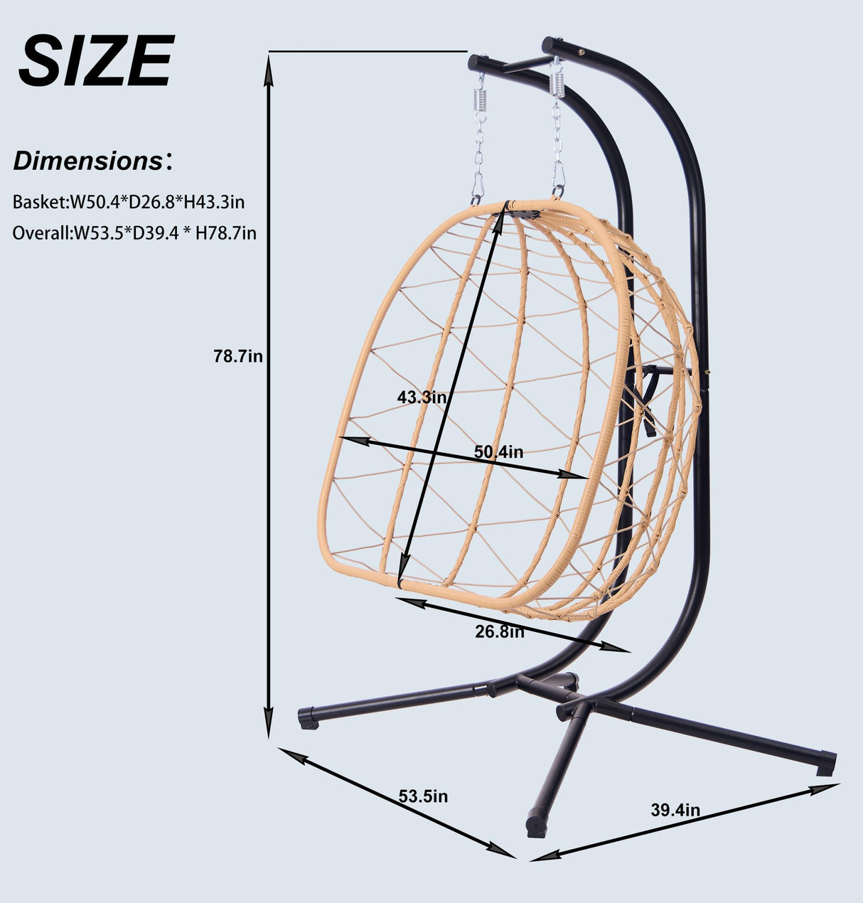 Double Hanging Egg Chair with Stand - Indoor/Outdoor Hammock Chair & Hanging Egg Chair | Rattan Wicker, UV Resistant Cushion & Pillow, 550LBS Capacity for Bedroom, Patio, Balcony, Garden Topfuca