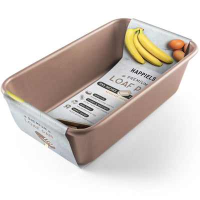 HAPPIELS Nonstick 9x5 inch Bread Loaf Pan for Oven | PFOA & BPA Free Non Toxic Loaf Tin | Molds for Baking | Best 9 x 5 Non stick Bakeware | Nontoxic 5x9 Banana Bread Mold Pans & Tins