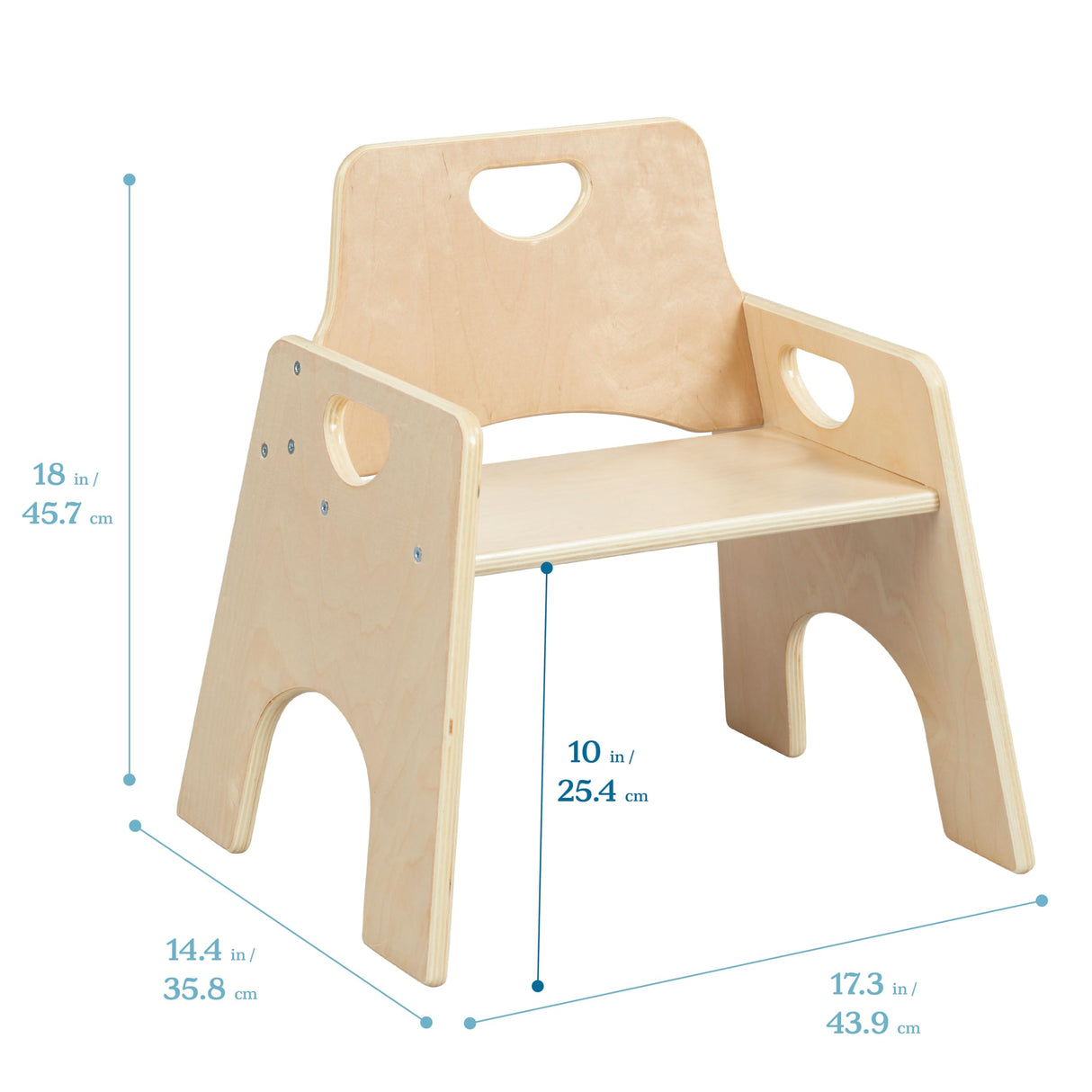 ECR4Kids Stackable Wooden Toddler Chair, 10in, Kids Furniture, Natural, 2-Pack ECR4Kids