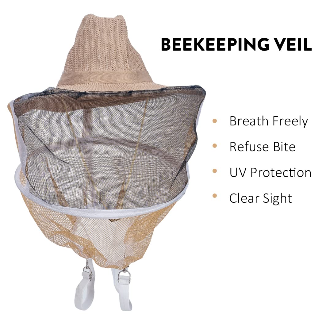 Honey Lake 8 Frame Bee Hive Starter Kit and Beekeeping Supplies, Beeswax Coated Bee Hives Boxes Starter Kit with Beehive Tool Kit Includes Bee Smoker Beekeeper Hat Honey Lake