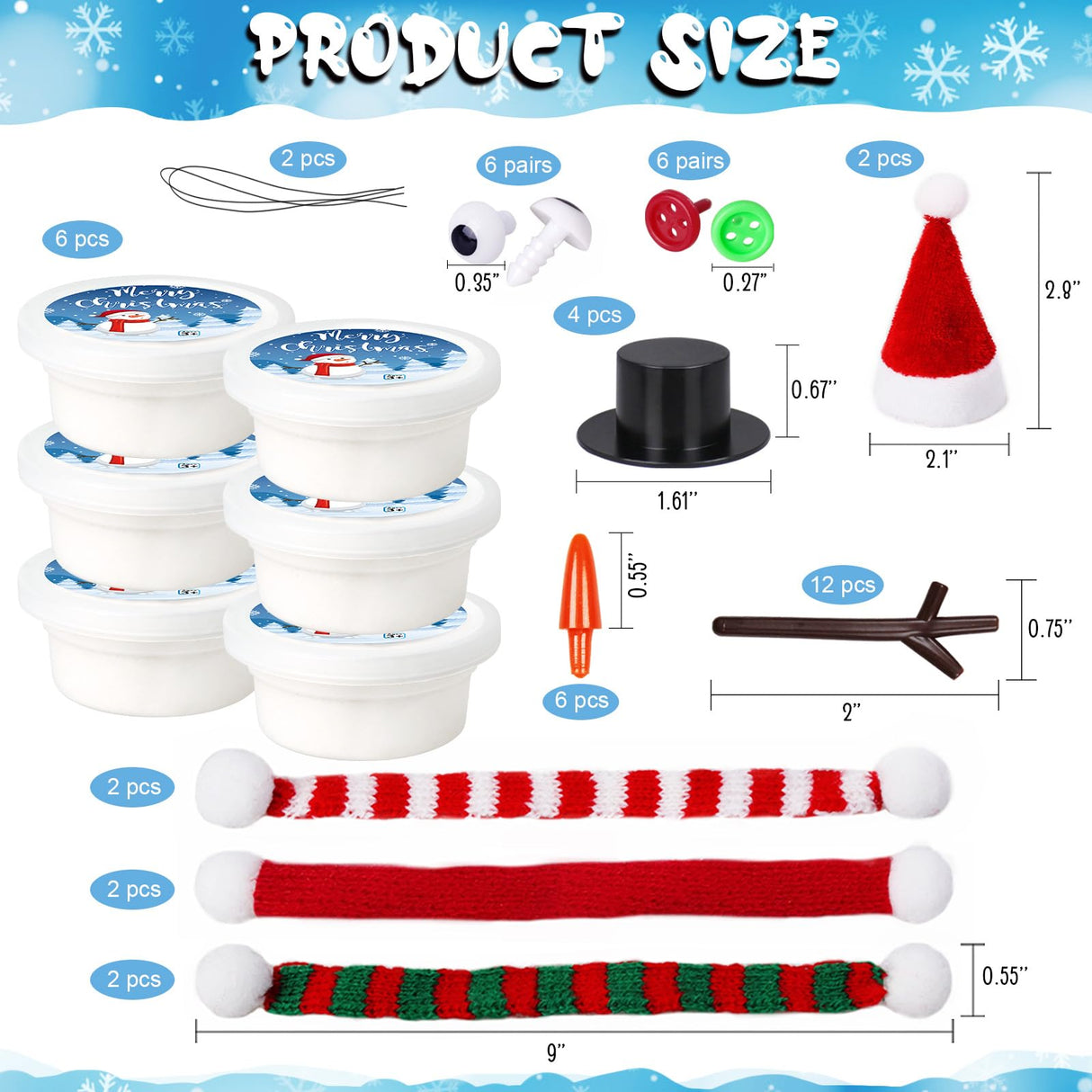 GYGOT 6 Pack Christmas Crafts for Kids,Build a Snowman Kit,Christmas Stocking Stuffers for Girls, Boys,Modeling Clay DIY for Holiday Activities GYGOT