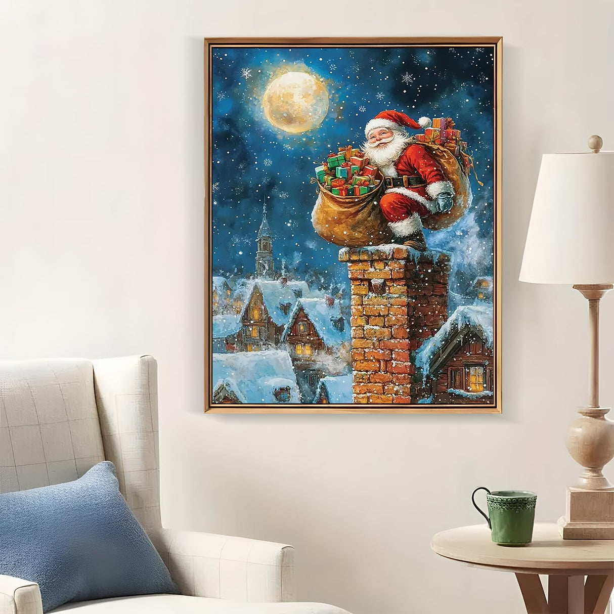 Christmas Santa Claus Chimney Diamond Painting Kits for Adults, 5D Diamond Art Kits for Adults Beginners,DIY Full Round Drill Diamond Dot Painting Gem Art Kits for Adult,Home Wall Decor 11.8x15.7 Inch LKHMVCA
