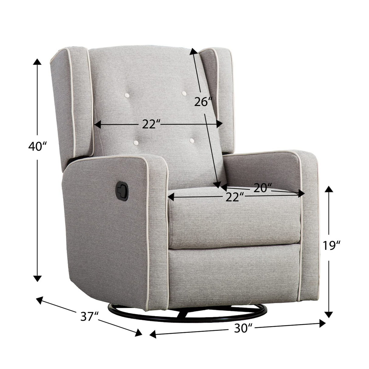 CANMOV Swivel Rocker Recliner Chair, Rocking Chair Nursery Glider Recliner, Manual Glider Chair for Nursery (Gray) CANMOV