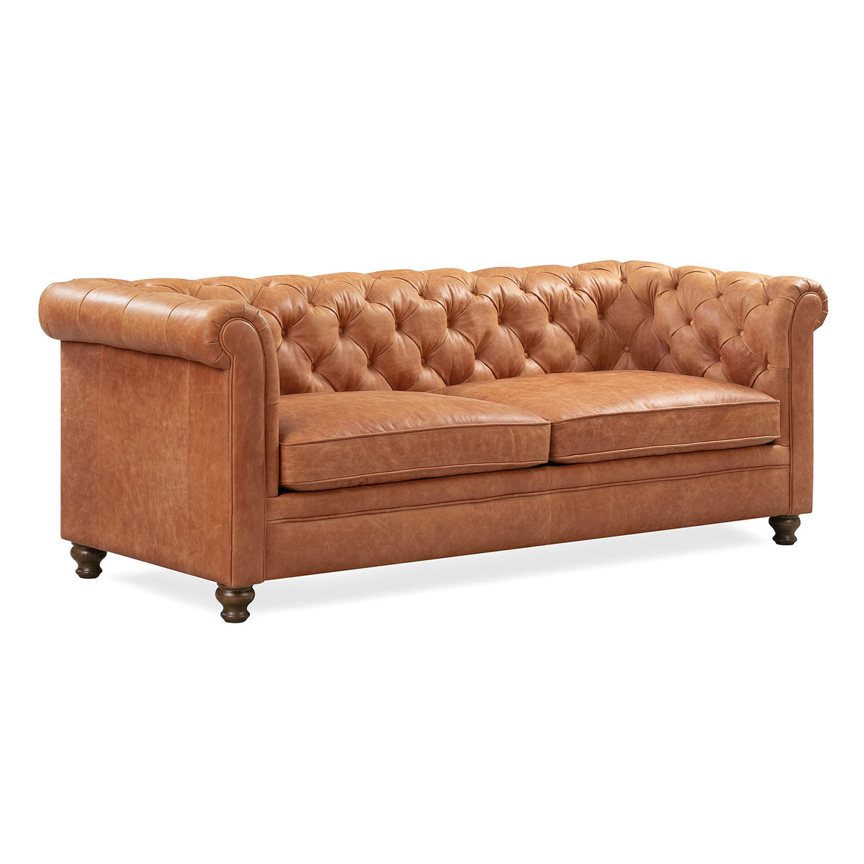 POLY & BARK Lyon 87.4" Sofa in Full-Grain Pure-Aniline Italian Tanned Leather in Cognac Tan POLY & BARK