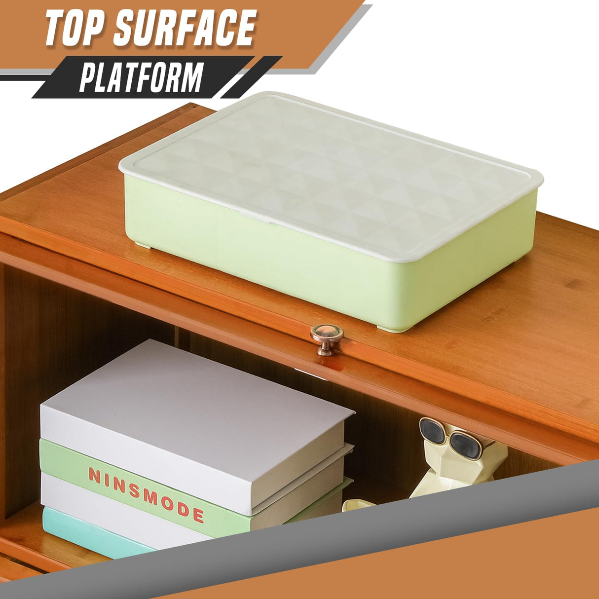 SFIHOME 55" H Bamboo Bookcase with Acrylic Doors, 4 Tier Free Standing Tall Book Shelf Storage Cabinet, Corner Bookshelf Display Organizer Save Space for Living Room Office Home, Brown SFIHOME