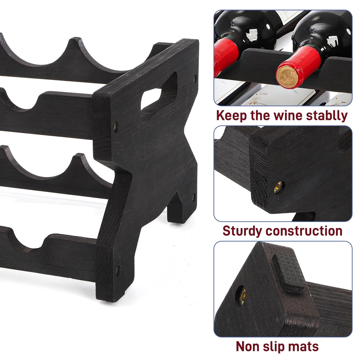 Pumtus 2-Tier Wine Rack, 8 Bottles Wood Countertop Wine Storage Shelf, Tabletop Freestanding Wine Organizer, Space Saving Wine Display Stand, Wine Holder for Cabinet, Pantry, Bar, Kitchen, Cellar Pumtus