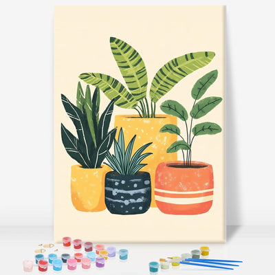 Framed Paint by Numbers Kit for Adults Beginner, Plants Easy Paint by Number Kits on Canvas Framed, Green Plant DIY Acrylic Oil Painting by Numbers with Frame for Gift Home Decor 8 x 12 inch