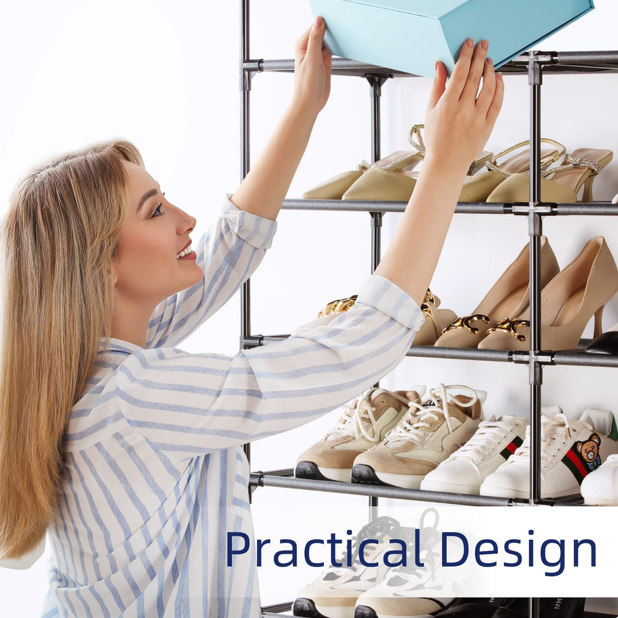 HODYANN 10 Tiers Shoe Rack, 30-40 Pairs Large Shoe Organizer, Sturdy Shoe Storage, Space Saving Tall Metal Shoe Shelf, Stackable Shoe Rack for Closet, Entryway, Bedroom, Black HODYANN