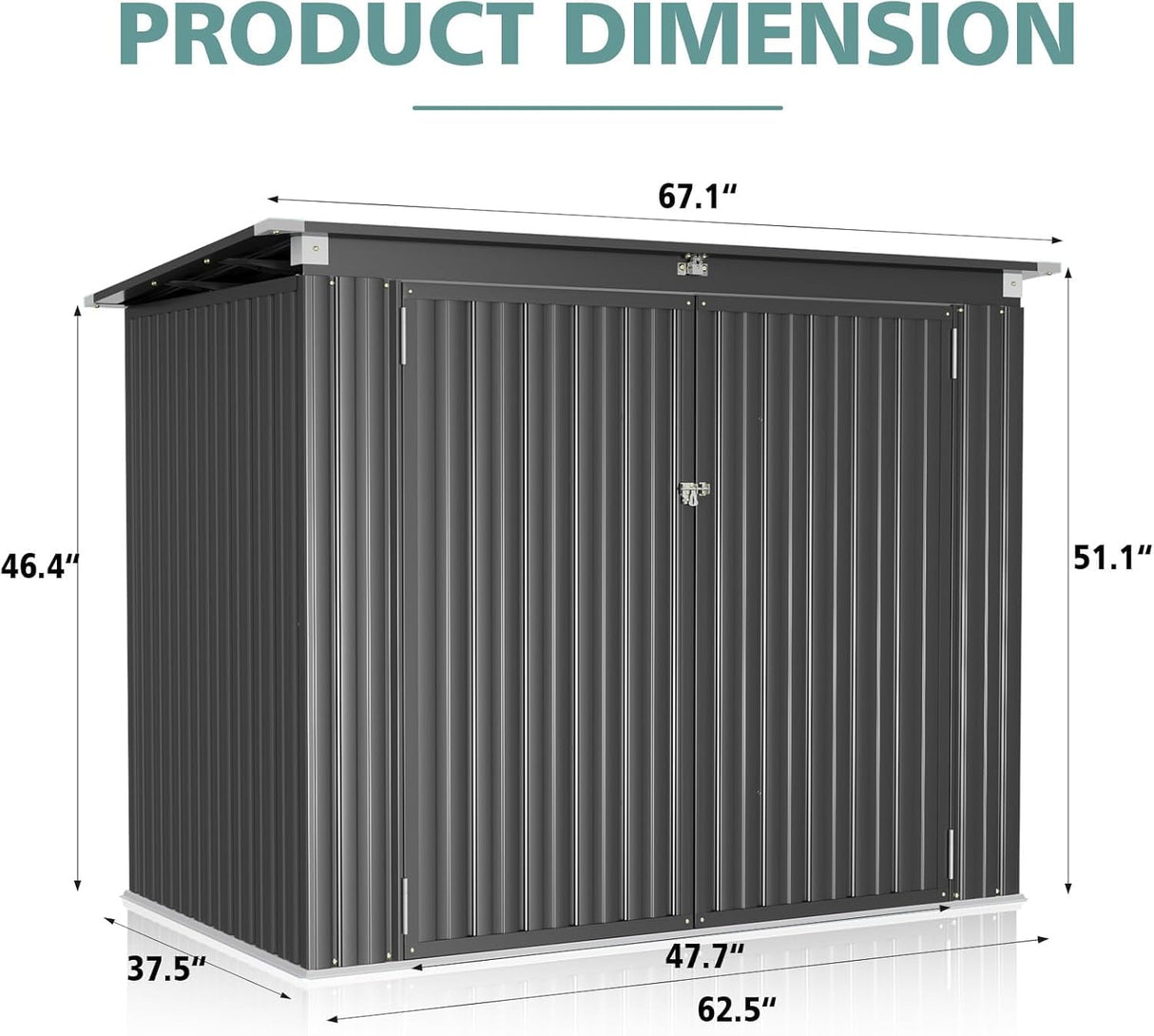 Breezestival 80 Cu. Ft Outdoor Trash Can Shed with Pneumatic Support Rod, 5x3 Ft Outdoor Storage Shed w/Lockable Doors & Waterproof Lid Chain, for Patio/Garden/Backyard Breezestival