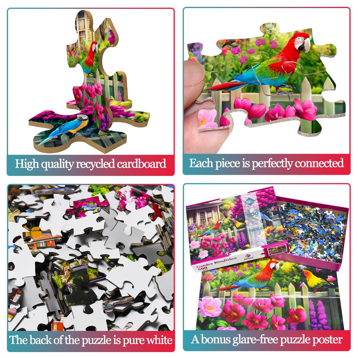 500 Piece Jigsaw Puzzle for Adults -Flowers & Birds Jigsaw Puzzles 500 Pieces Puzzles for Adults-Finished Size 19.3" x 13.7" HUADADA