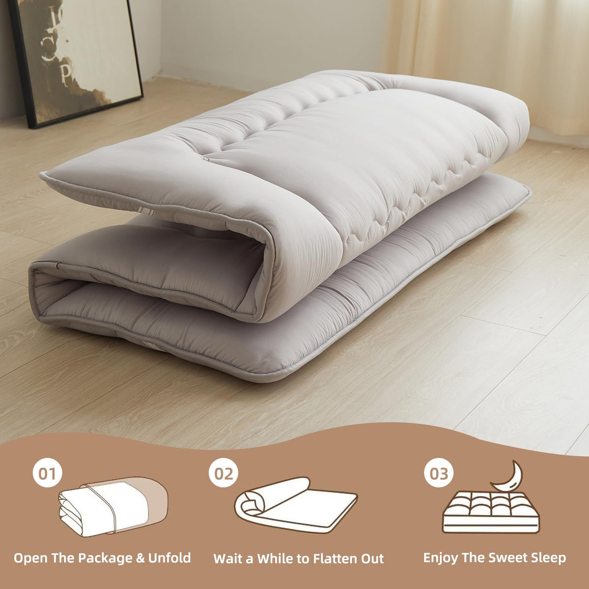 ASANEST Japanese Floor Mattress Futon Mattress,100% High Density Comfortable Foam, Thicken Tatami Mat Sleeping Pad,Roll Up Sleeping Pad ASANEST