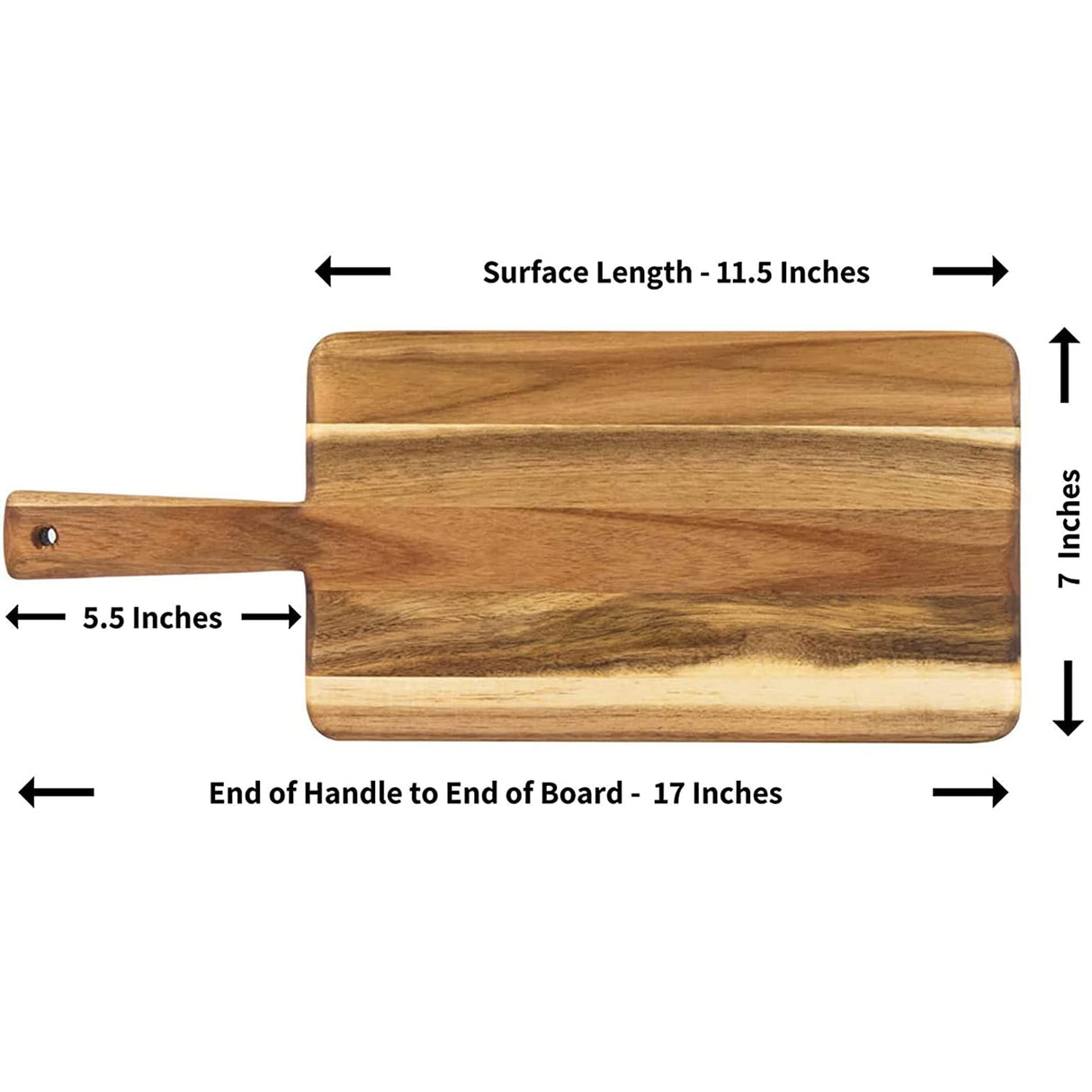 Villa Acacia Wooden Cutting Board - 17 x 7 Inch Wood Board Serving Tray for Bread and Cheese with Handle - Decorative Charcuterie Boards for New Home, Wedding Gift Thirteen Chefs