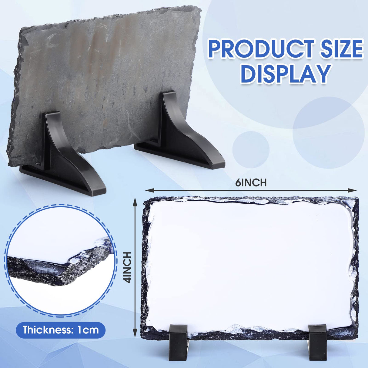 Sabary 18 Pcs Sublimation Blank Slate Rock Stone Bulk Xmas Photo Picture Frames Commercial Plaque with Display Stand Decoration for Desktop Souvenir Christmas DIY Gift(6 x 4 Inch) Sabary
