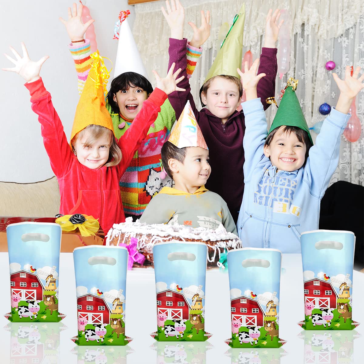 OULUN 30Pcs Farm Party Favor Bags, Farm Animal Birthday Gift Candy Bags, Farm Themed Party Supplies,Farmhouse Themed Party Decorations OULUN