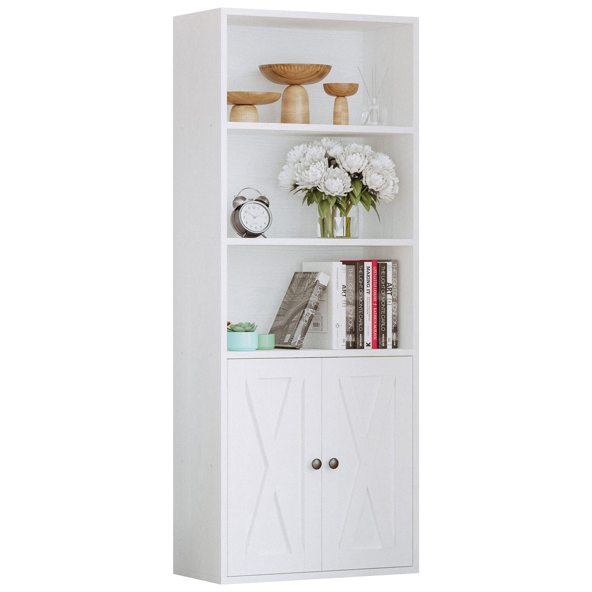 IRONCK Industrial Bookshelves and Bookcases with Doors 11.8 in Depth Floor Standing 5 Shelf Display Storage Shelves Bookcase Home Decor Furniture for Home, Office, Living Room, Bedroom IRONCK