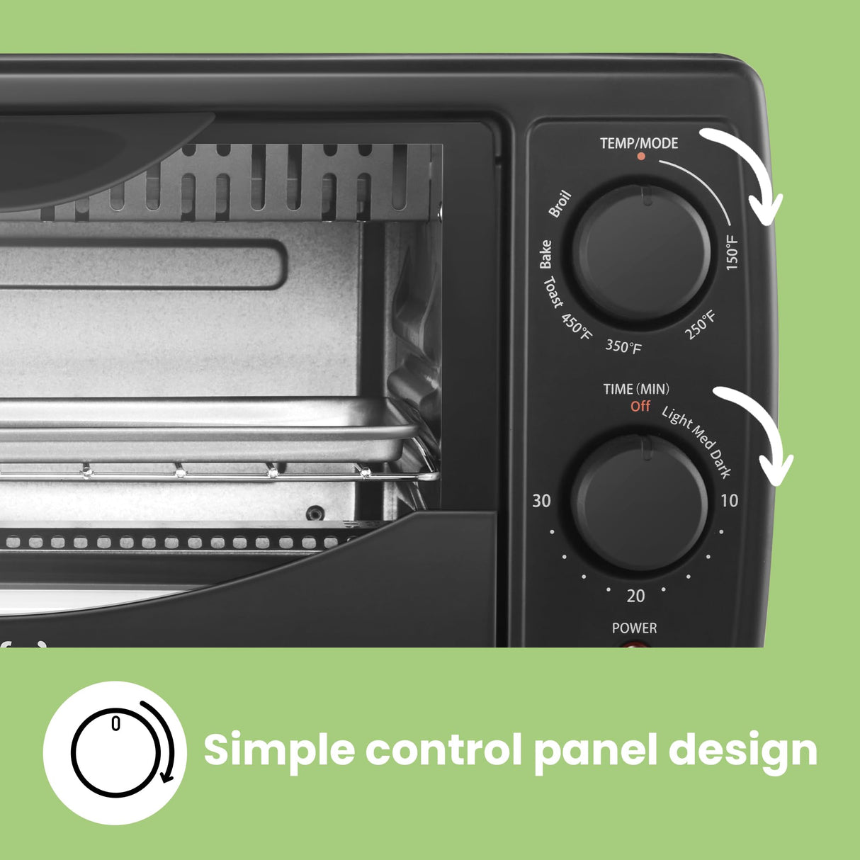 COMFEE' Toaster Oven Countertop, Small Toaster Ovens Combo 4 slice, Mini Oven for 9" Pizza, Compact Oven 2 Racks for Toast, Bake, Broil, 950W, Black, CTO-E101A(BK) COMFEE'