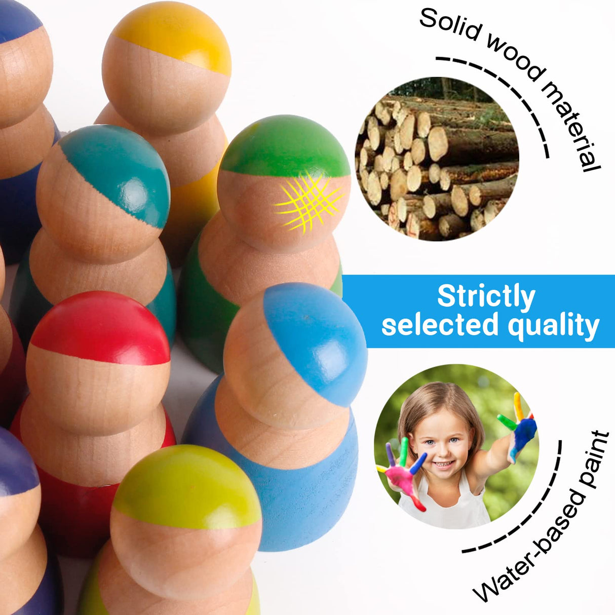 SHIERDU 12 PCS Rainbow Wood Peg Dolls Wooden Pretend Play People Figures for Toddlers Preschool Learning Educational Toys Wooden Toddler Toys for Boys Girls SHIERDU