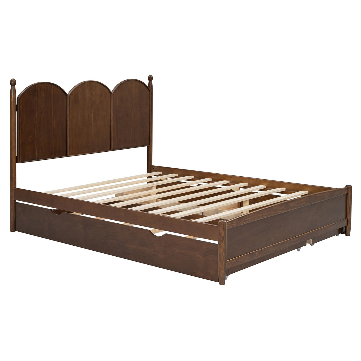 Harper & Bright Designs Queen Storage Bed with Twin XL Trundle, Wood Queen Size Platform Bed with 2 Storage Drawers, 750 LBS Capacity, No Box Spring Needed, Walnut Harper & Bright Designs