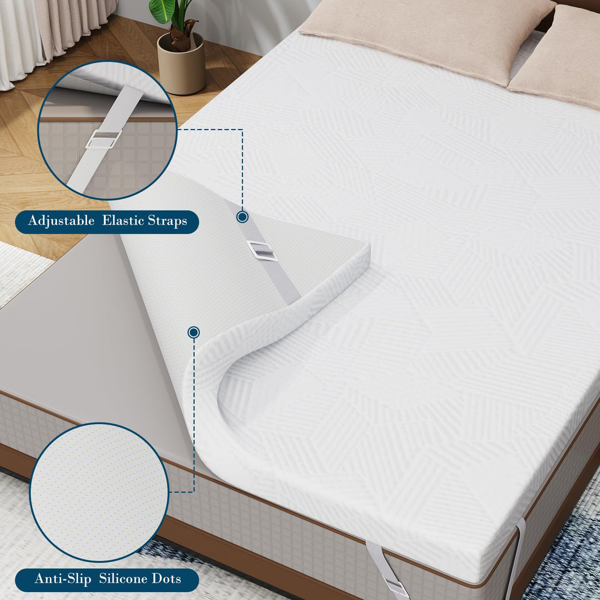 3 Inch King Size Memory Foam Mattress Topper, Cooling Gel Bed Topper with Removable Cover, Soft & Pain Relief & Breathable, CertiPUR-US & Oeko-Tex Certified JOYRIDE SLEEP