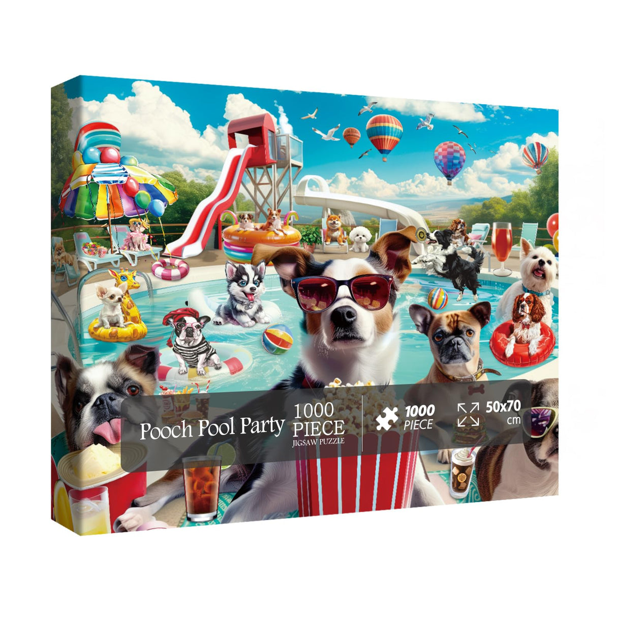 Dog Summer Puzzle for Adults 1000 Piece, Funny Puppy Animal Jigsaw Puzzles, Food Party Puzzles BBOLDIN