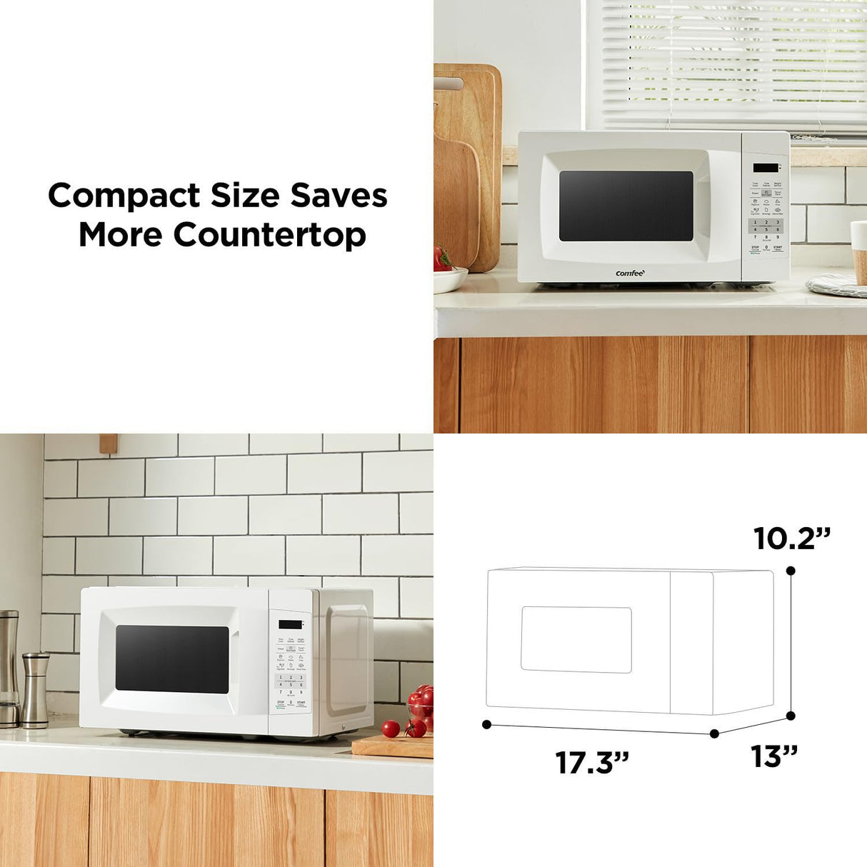 COMFEE' EM720CPL-PM Countertop Microwave Oven with Sound On/Off, ECO Mode and Easy One-Touch Buttons, 0.7 Cu Ft/700W, Pearl White COMFEE'