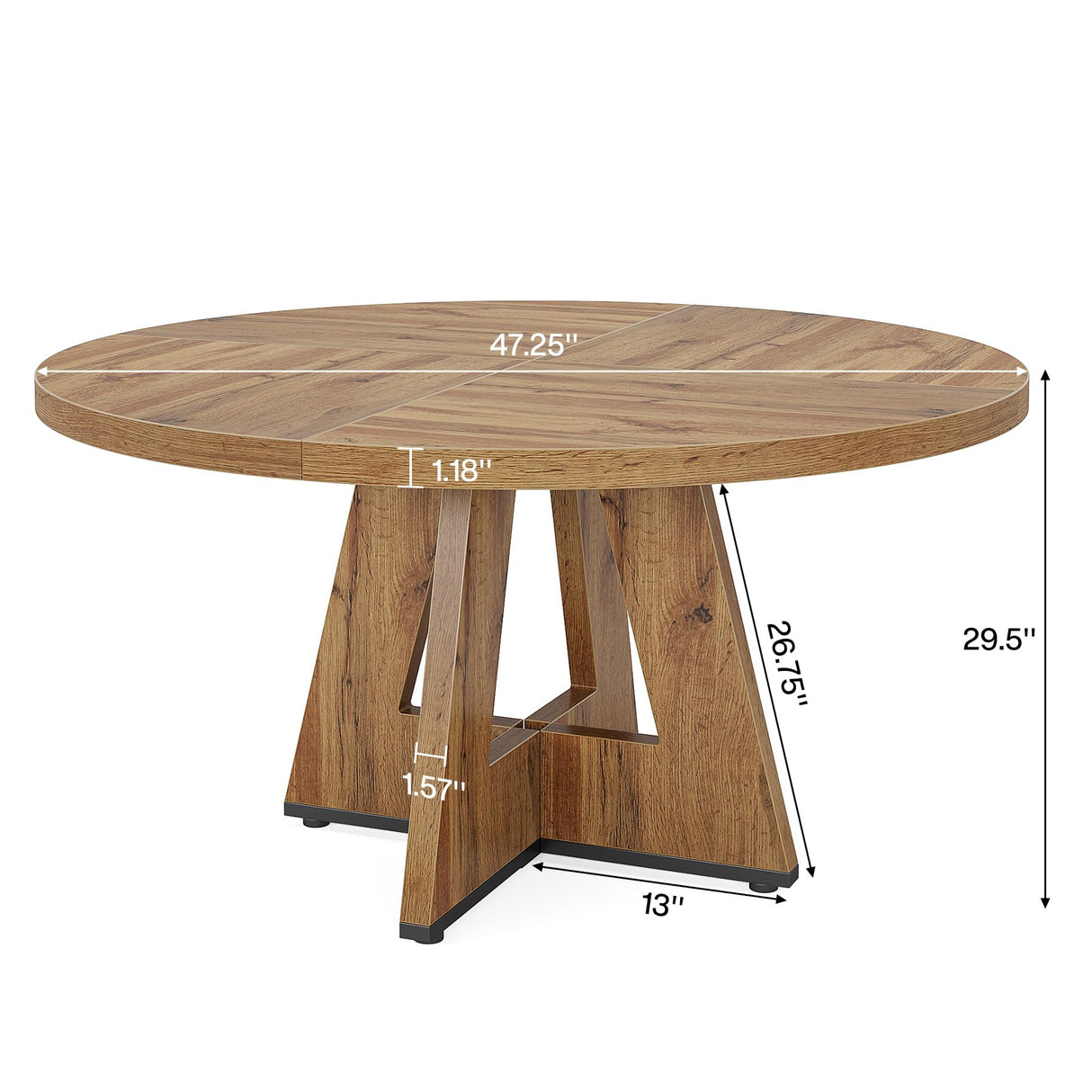 Tribesigns 47-Inch Round Conference Table for 4-6 People, Wooden Meeting Room Table with Thicken Tabletop and Wood Base, Modern Meeting Training Desk for Conference Room Seminar Room (Wood) Tribesigns