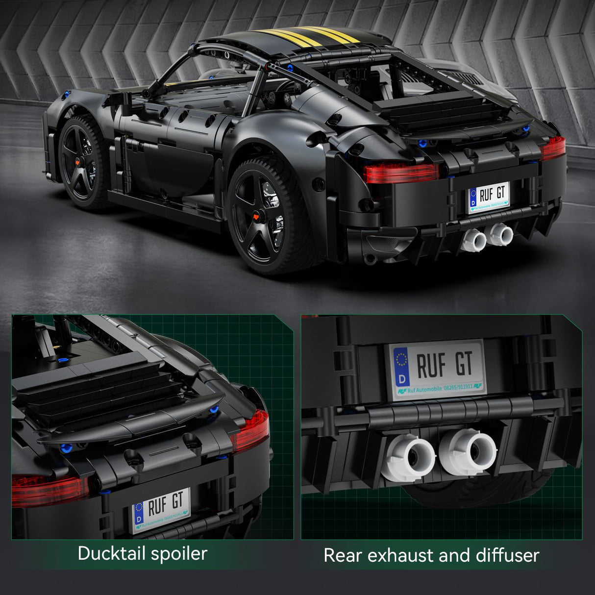 CaDA C63006W 1:10 Scale RUF GT RC Car Kit - DIY Assembly Building Blocks Set and STEM Educational Toy for Kids & Adults (8+ Years) CaDA