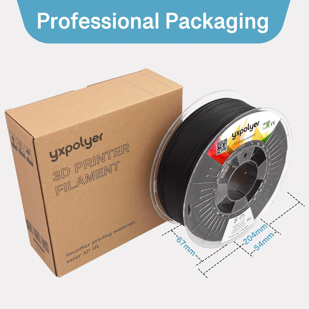 YXPOLYER ABS ESD Safe 3D Printing Filament 1.75mm 1kg Electrostatic Discharge Anti-Static ABS Engineering Industrial-Grade Filament for Electronics Industry with Heat-Resistant PC Spool yxpolyer